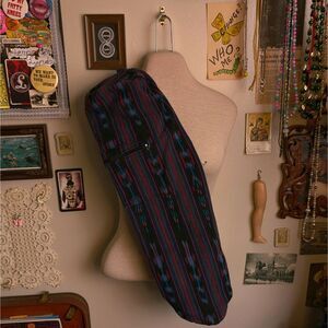 Vintage Woven Tapestry Sling Backpack Bag Purple Multicolor Striped